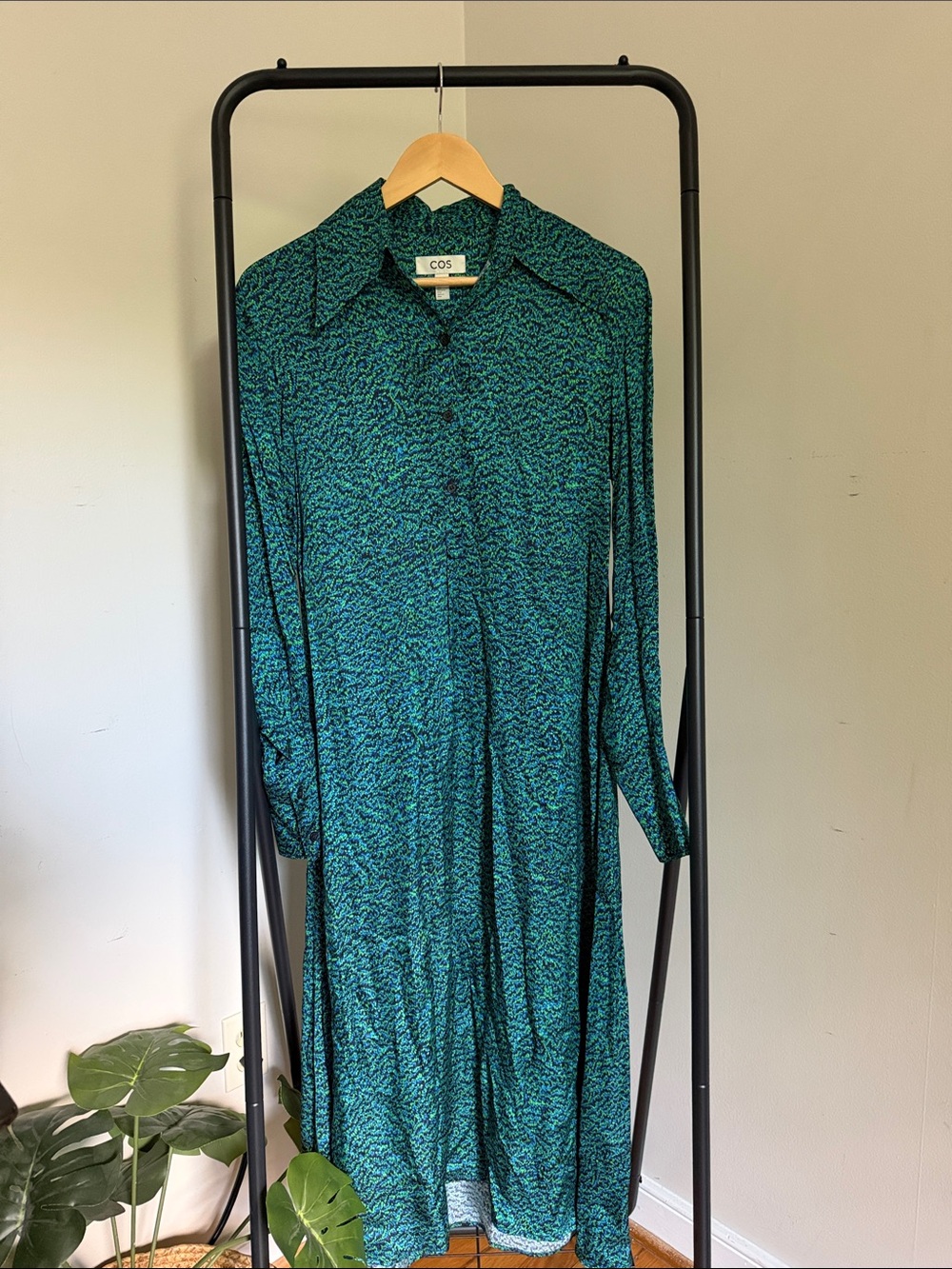 COS Peacock Printed Button-Front Maxi Dress